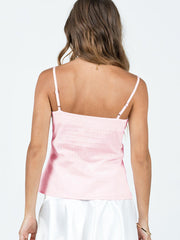 Luna Blush Lace Trim Spaghetti-Strap Sleeveless One-piece Top