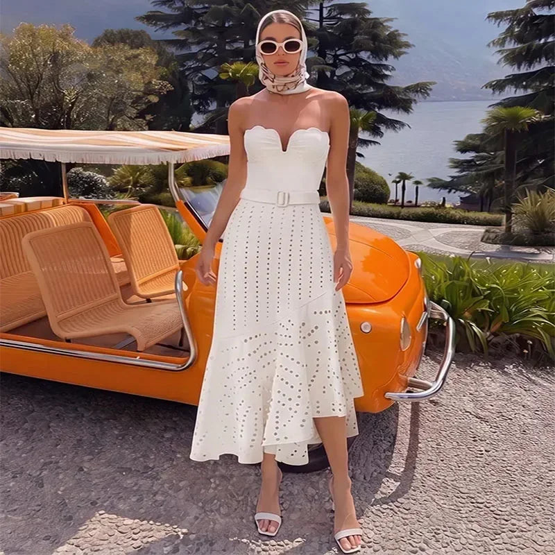 Valeria Scalloped Bandeau One-piece Swimsuit & Eyelet Skirt Collection Main image