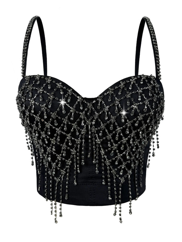 Sexy halter rhinestone corset crop top women summer nightclub party tank tops woman 2026 y2k clothes bra top hotwife street wear