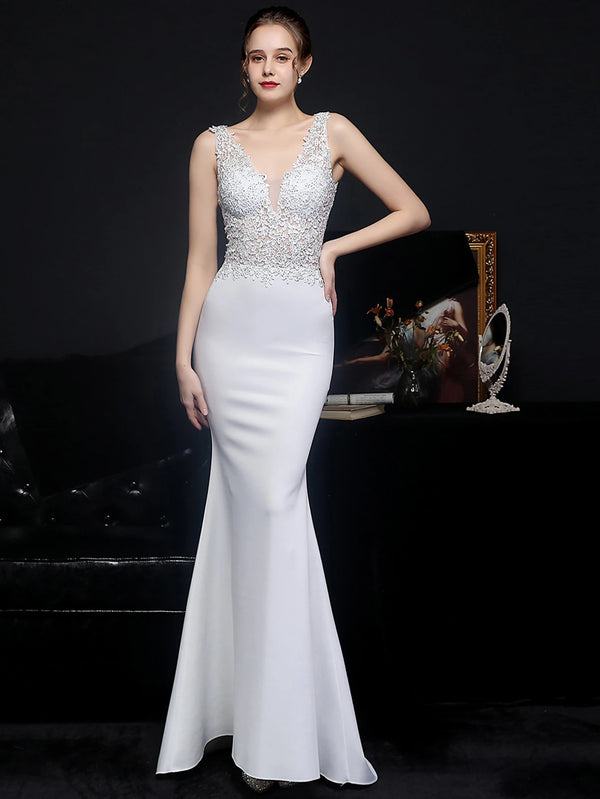 Genevra Rhinestone Backless Mermaid Maxi Dress