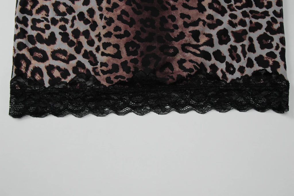 Lynx Leopard Lace-Trim Bodycon Mini Dress