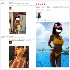 Bella Sunset Smocked Bikini Set Pleated triangle