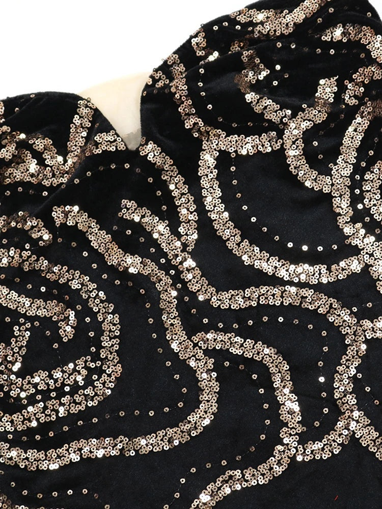 Alessia Sequin Strapless Maxi Dress