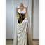 Vittoria Gold Metallic Halter Ruched Cape Maxi Dress