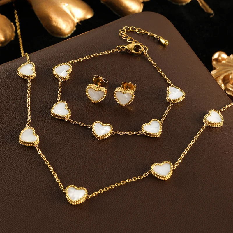 Amora White Heart Stainless-Steel Jewelry Collection Main image