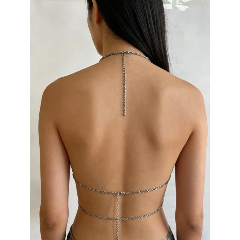 Astra Rhinestone Chain Halter Cover-Up