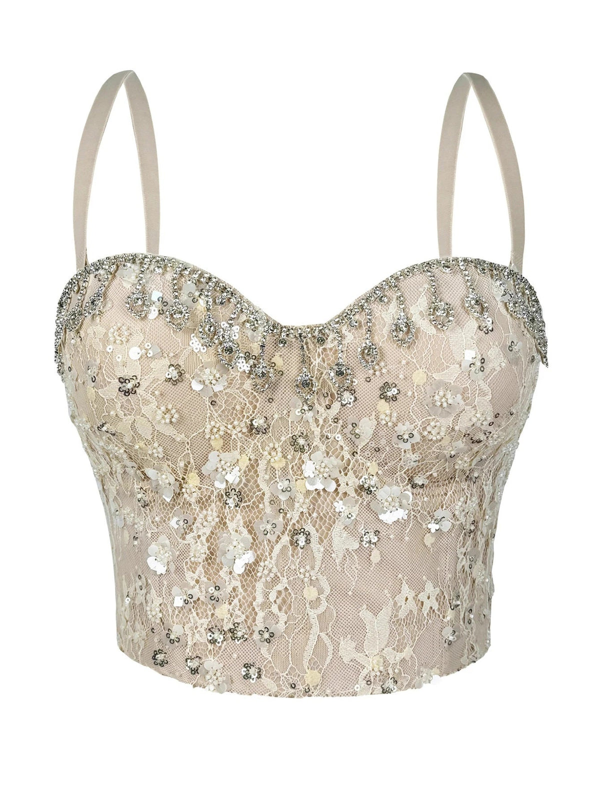 Cassia Rhinestone Corset Crop Top Main image