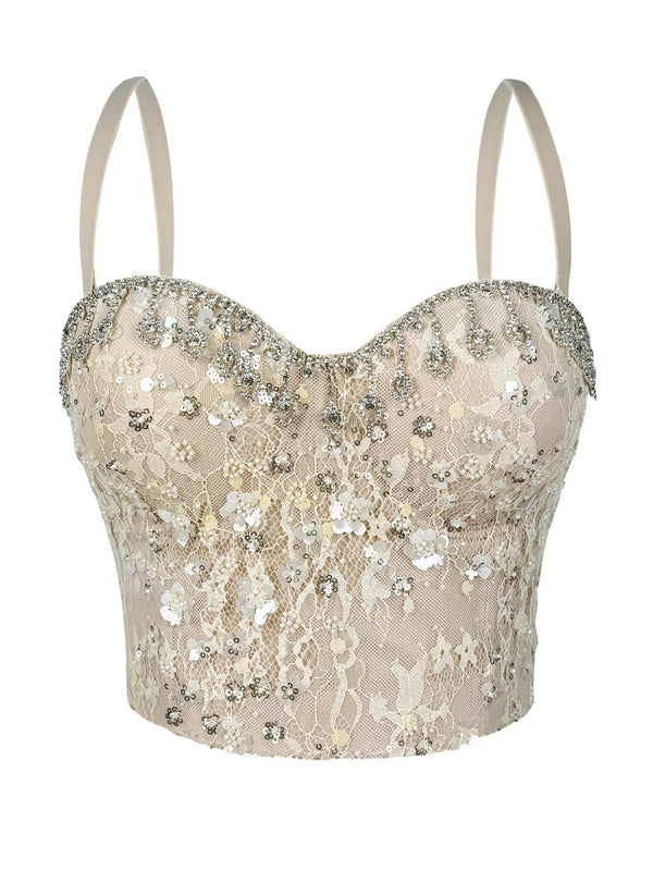 Cassia Rhinestone Corset Crop Top