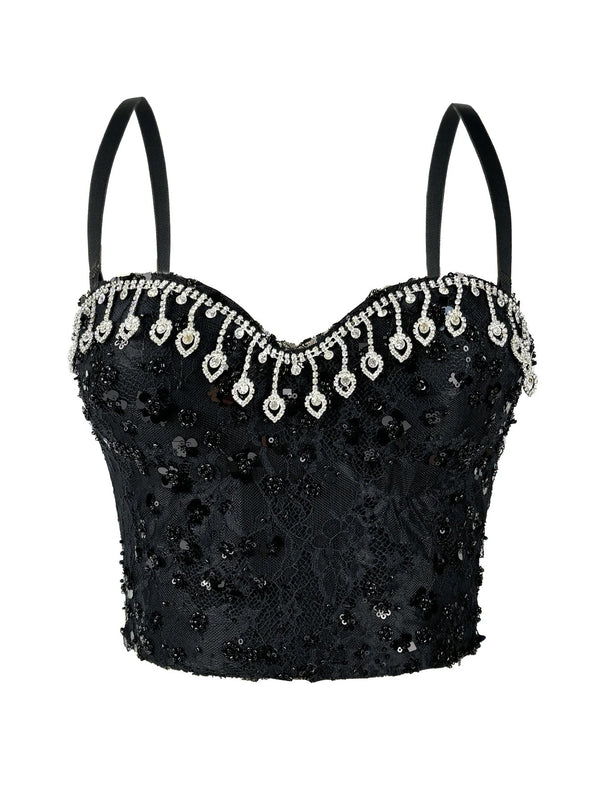 Cassia Rhinestone Corset Crop Top