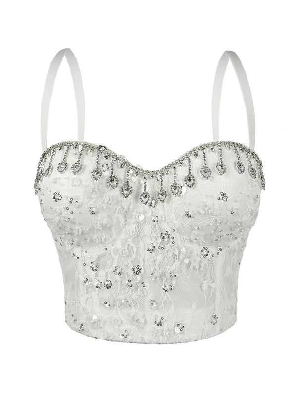 Cassia Rhinestone Corset Crop Top