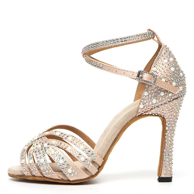 Catalina Rhinestone Satin Latin Ballroom Dance Shoes