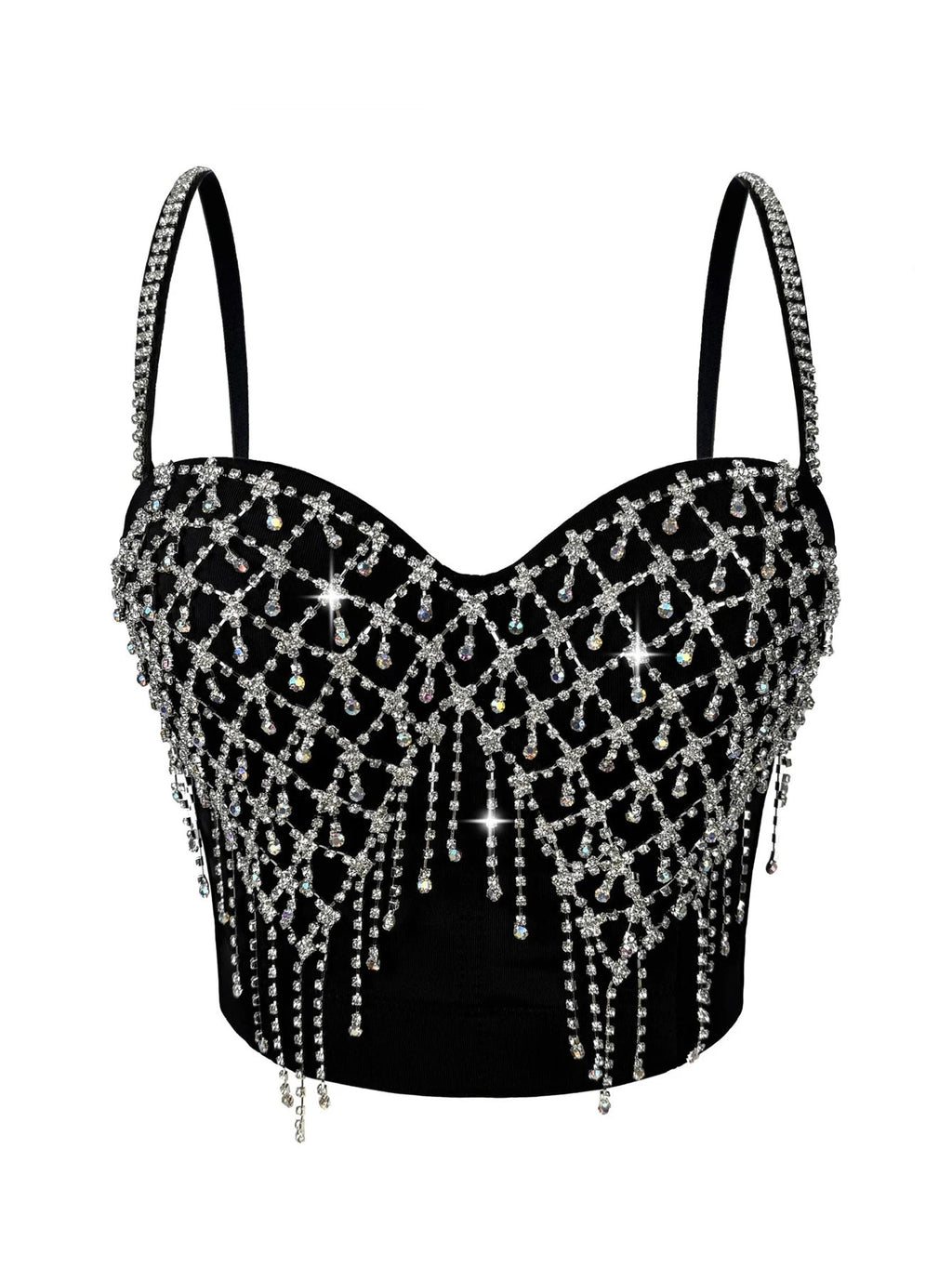 Celestine Rhinestone Corset Halter Crop Top