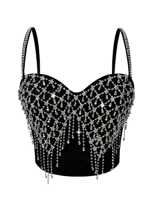 Celestine Rhinestone Corset Halter Crop Top