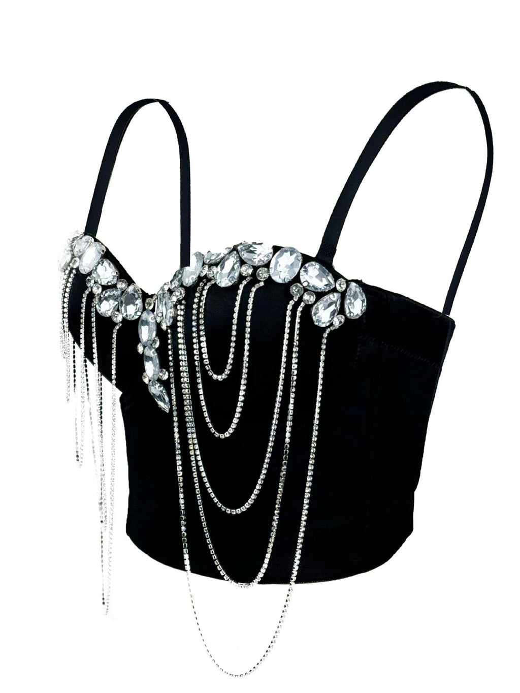 Cosima Chain Rhinestone Corset Crop Top One-piece