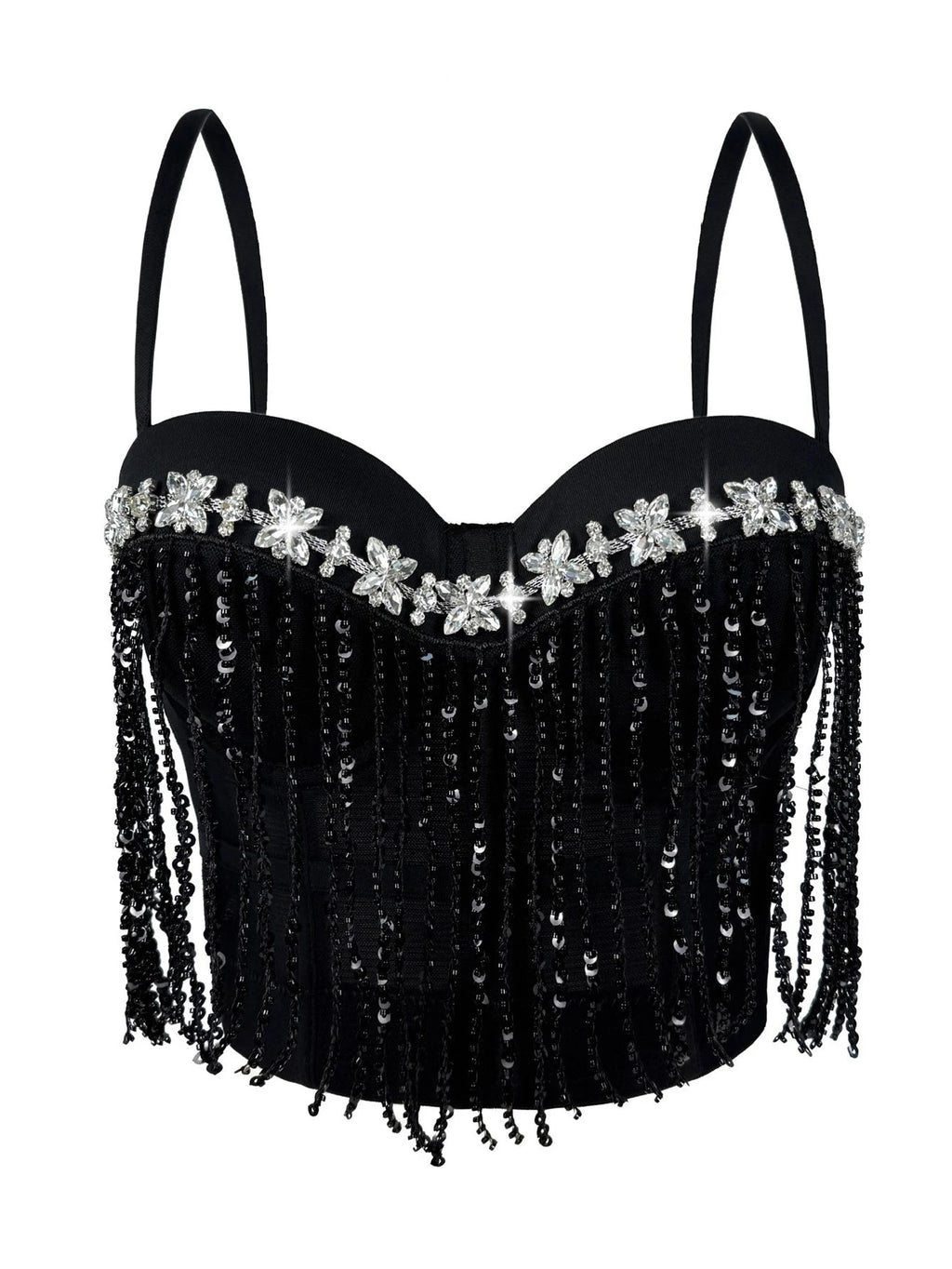 Dahliana Sequin Rhinestone Corset Crop Top