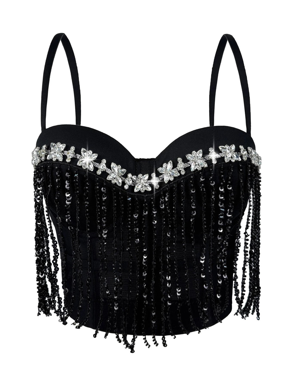 Dahliana Sequin Rhinestone Corset Crop Top