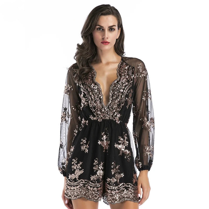 Davina Long-Sleeve Sequin Playsuit One-piece Main image