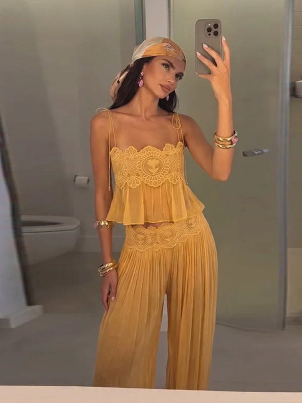 Eloise A-Line Lace Pants Set Two-piece