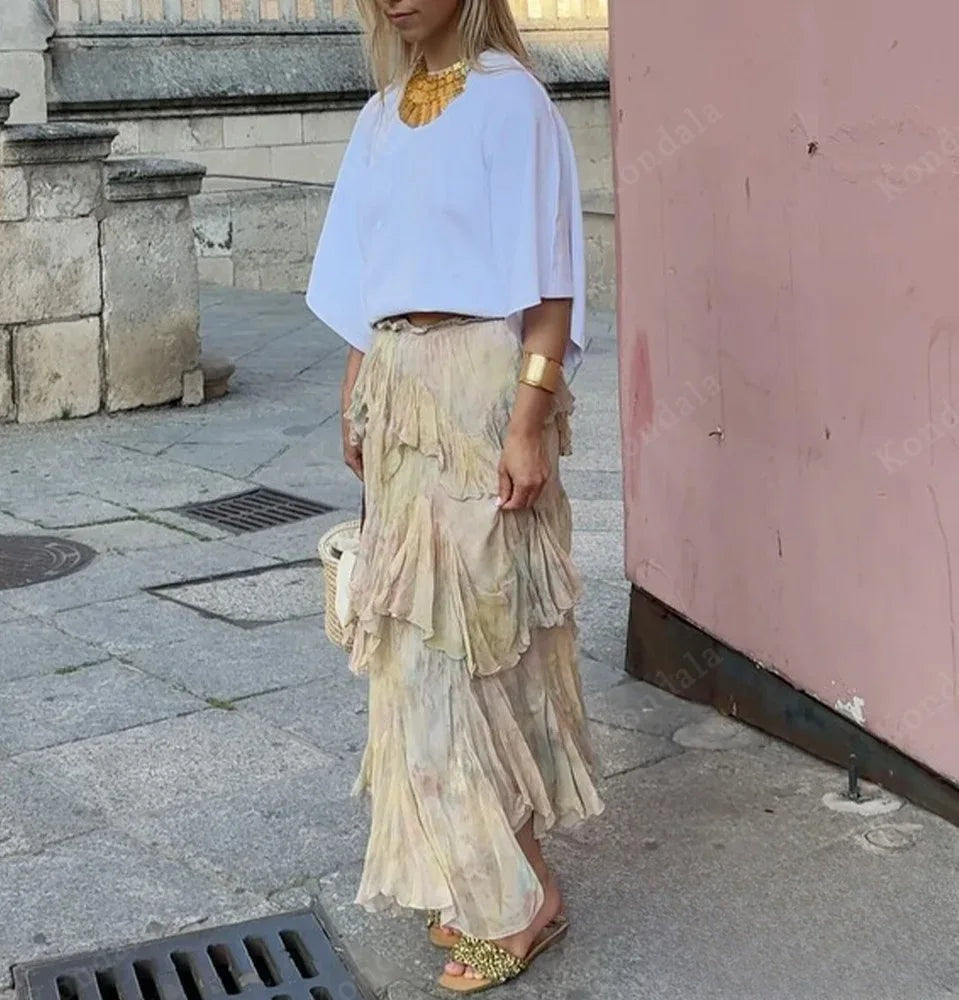 Zita Gradient Tiered Ruffle Maxi Skirt One-piece