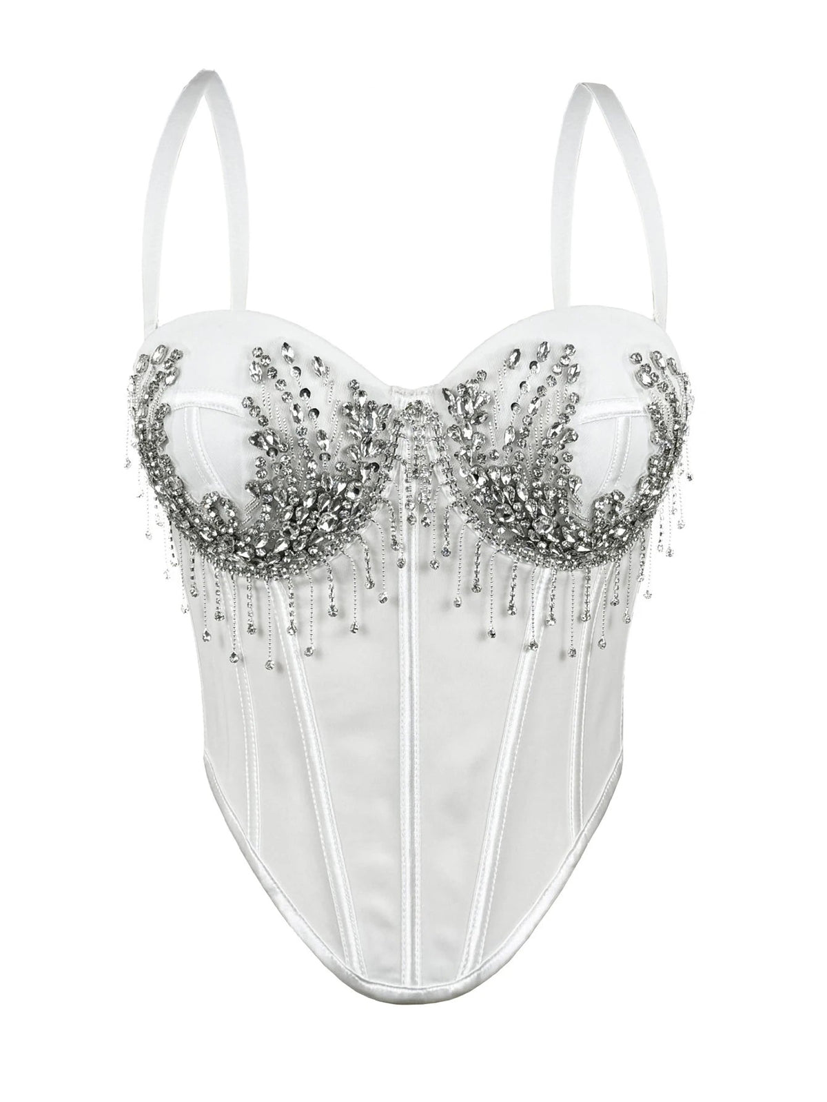 Mirelda Rhinestone Corset Crop Top One-piece