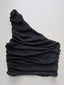 Oriana Ruched One-Shoulder Crop Top One-piece