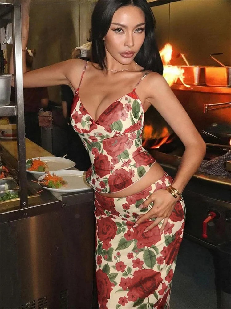 Paloma Floral Backless Maxi Skirt Two-piece Main image