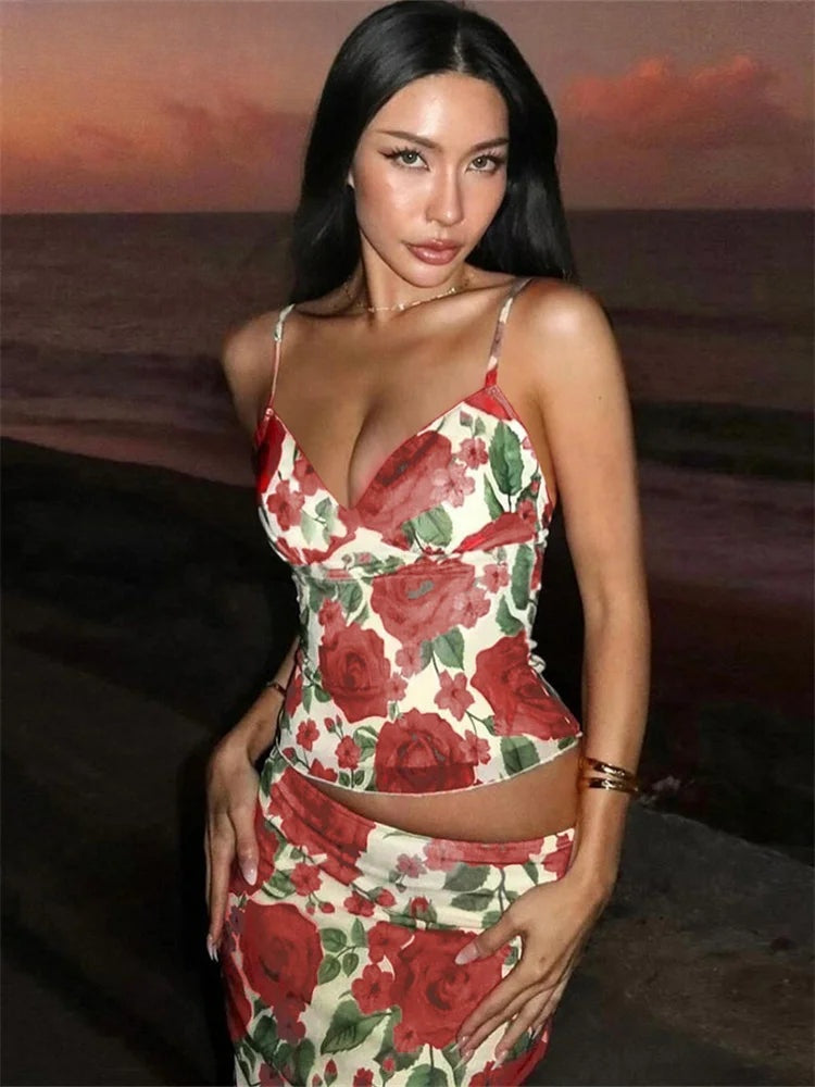 Paloma Floral Backless Maxi Skirt Two-piece