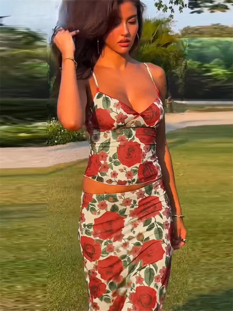 Paloma Floral Backless Maxi Skirt Two-piece