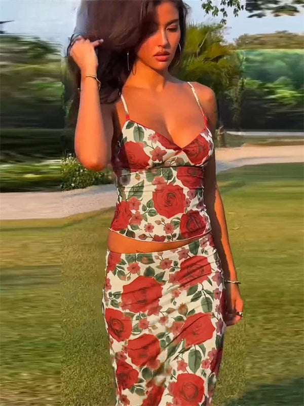 Paloma Floral Backless Maxi Skirt Two-piece