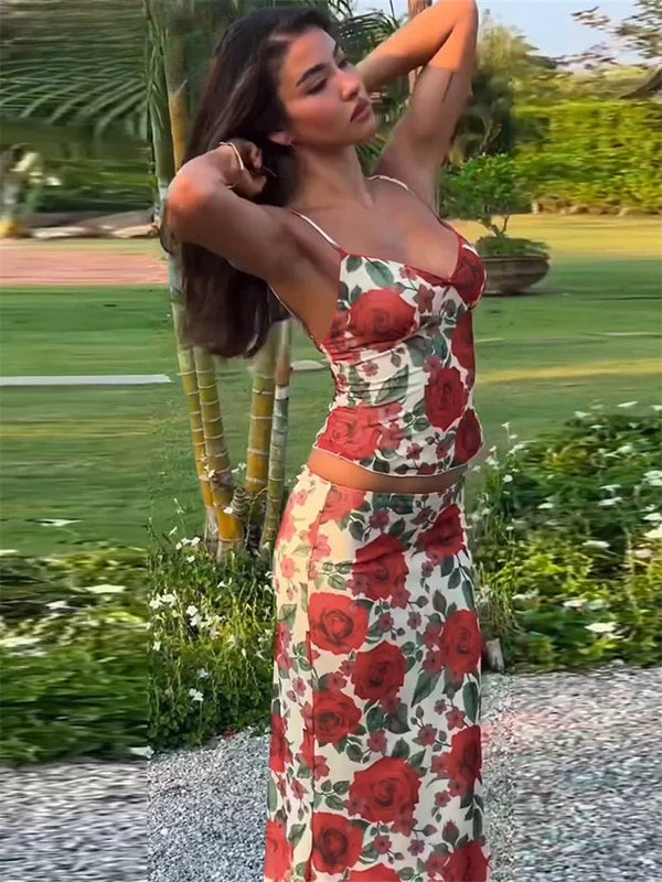 Paloma Floral Backless Maxi Skirt Two-piece