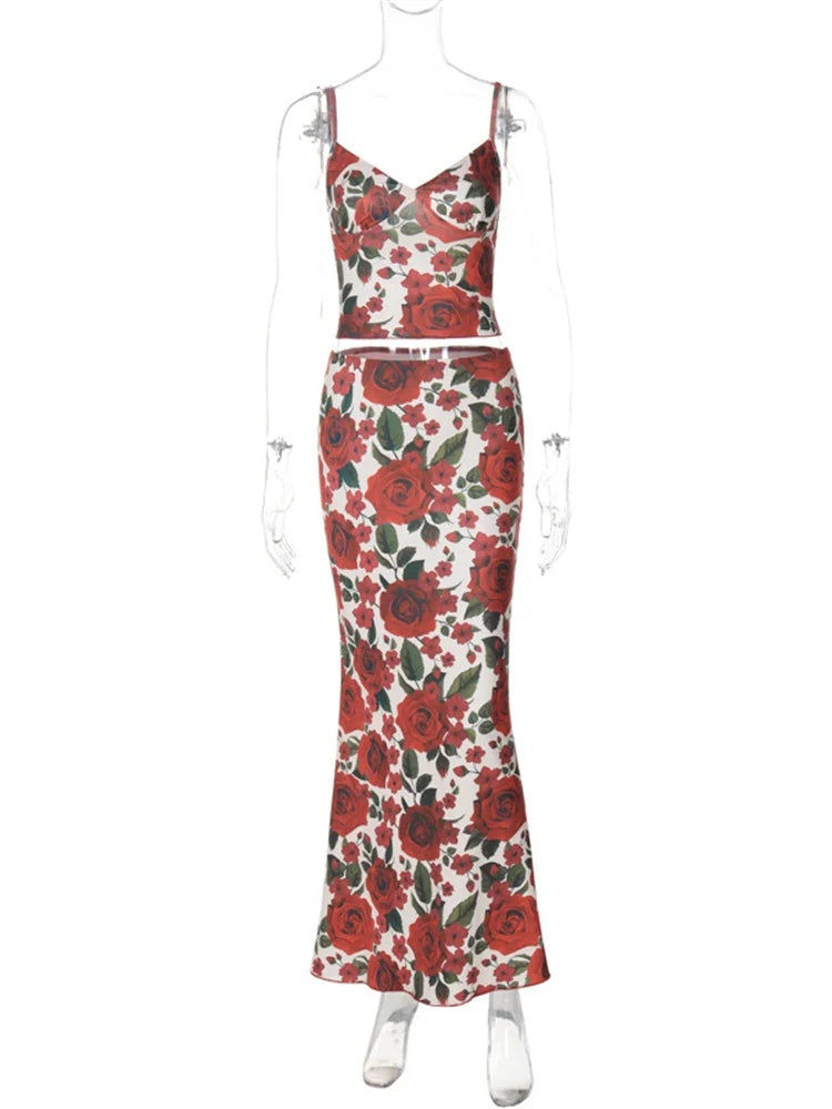 Paloma Floral Backless Maxi Skirt Two-piece