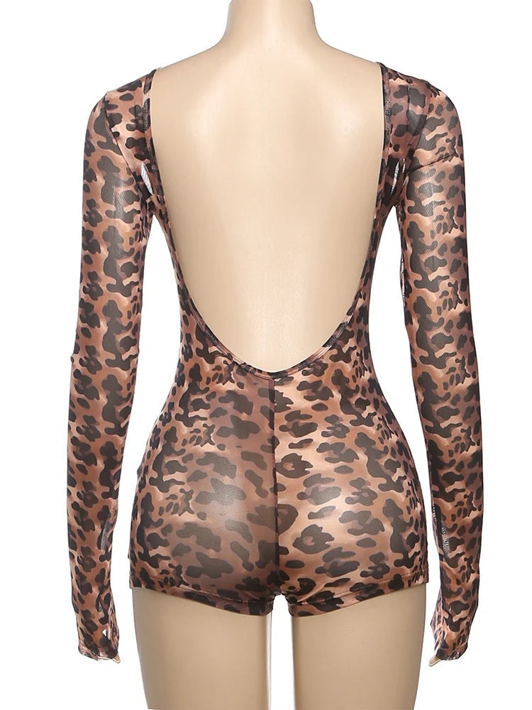 Paloma Leopard Mesh Romper One-piece
