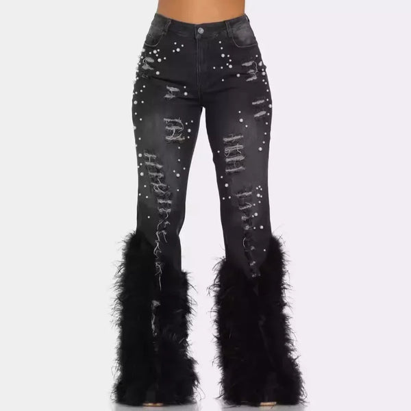 Ravenna Beaded Feather Flare Jeans One-piece
