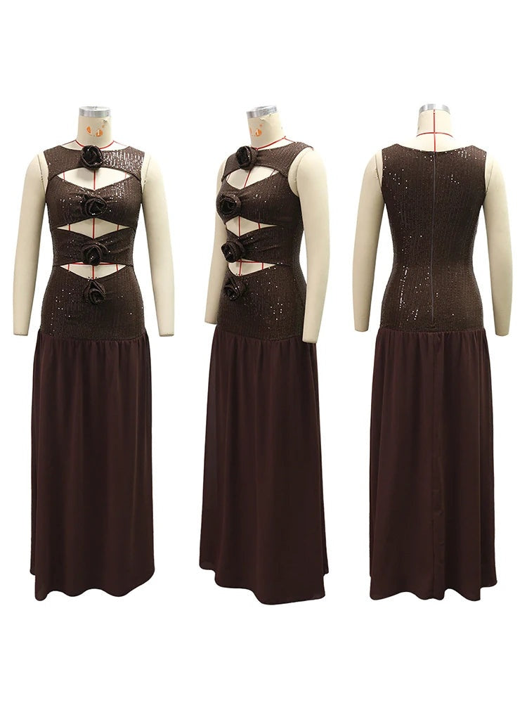 Reina Sequin Cutout Maxi Dress