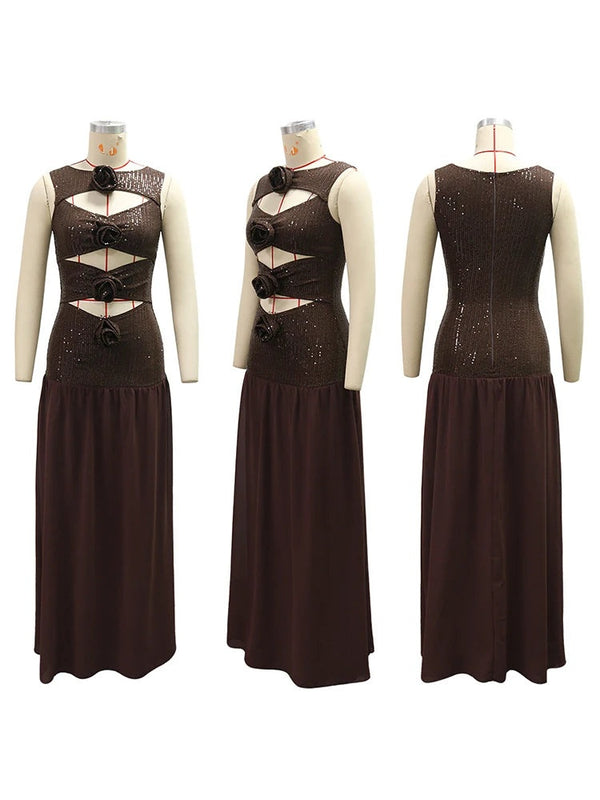 Reina Sequin Cutout Maxi Dress