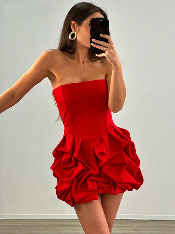 Reverie Strapless Ruffle Bubble Mini Dress