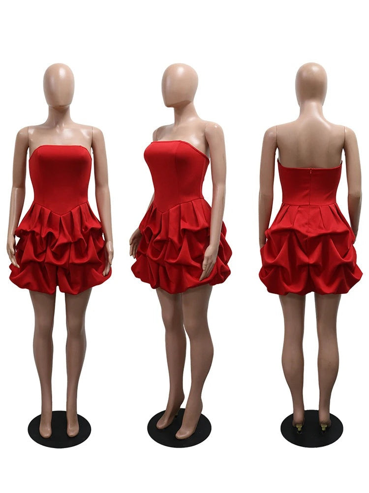 Reverie Strapless Ruffle Bubble Mini Dress