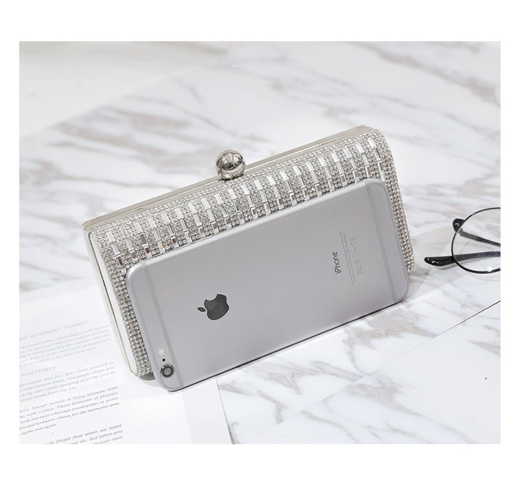 Lumière Rhinestone Metallic Evening Clutch