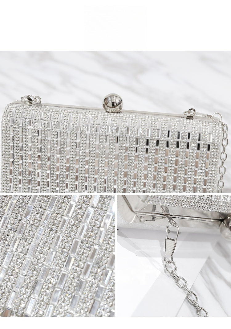 Lumière Rhinestone Metallic Evening Clutch