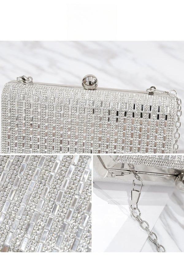 Lumière Rhinestone Metallic Evening Clutch