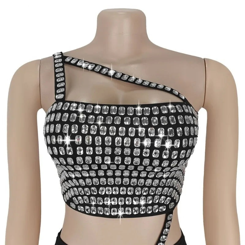 Seraphine Rhinestone One-Shoulder Skirt Two-piece