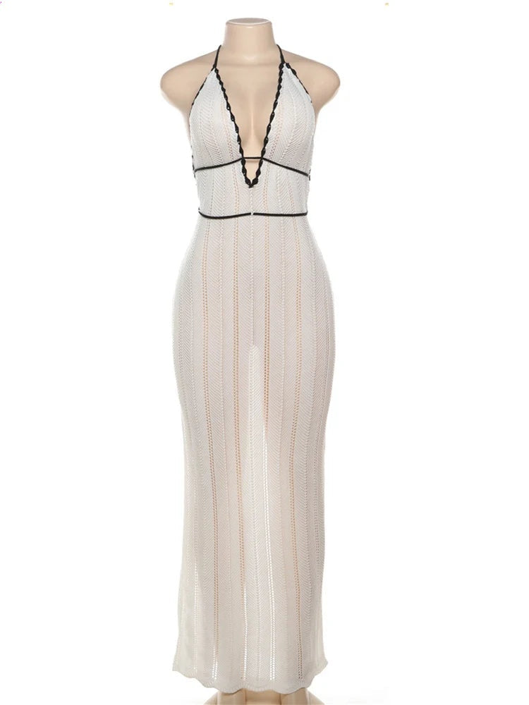 Sienna Color-Block Halter Mini Dress