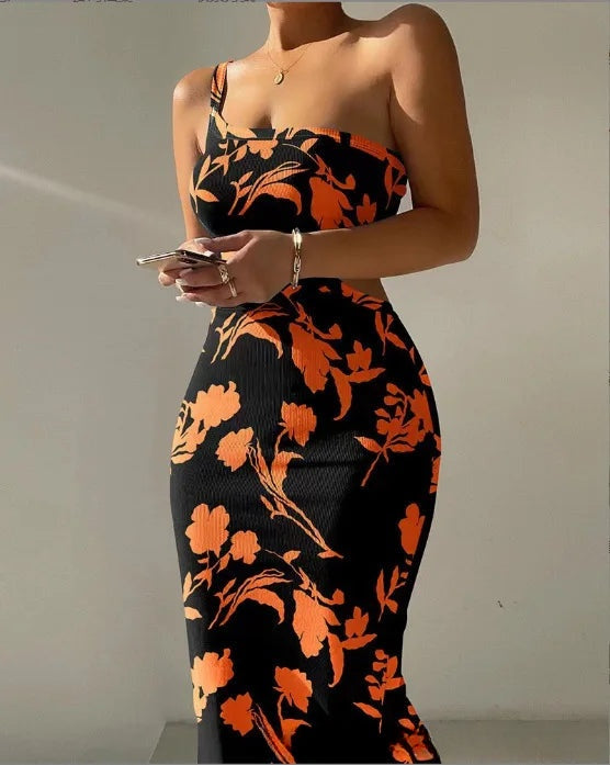 Soleil One-Shoulder Cutout Bodycon Maxi Dress