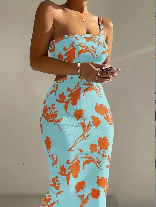 Soleil One-Shoulder Cutout Bodycon Maxi Dress