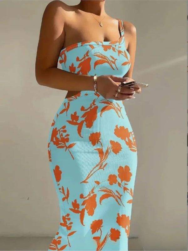 Soleil One-Shoulder Cutout Bodycon Maxi Dress