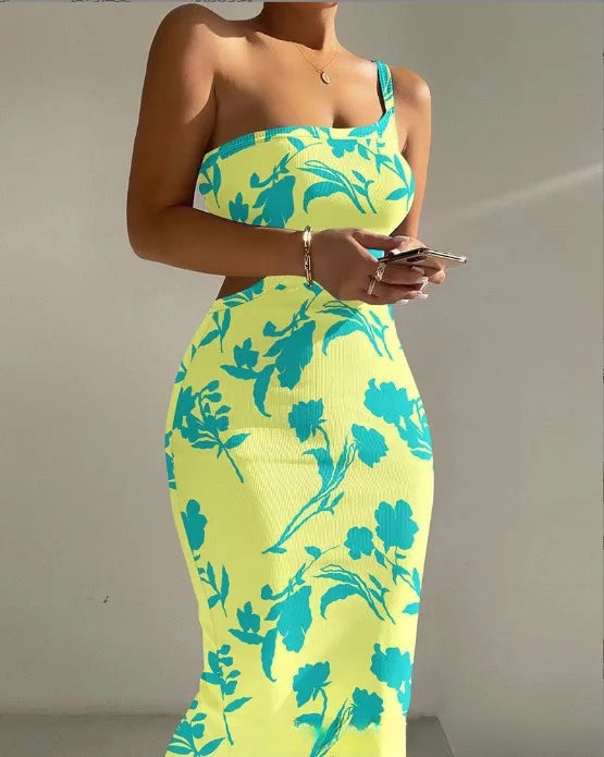 Soleil One-Shoulder Cutout Bodycon Maxi Dress