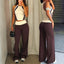 Tsovinar Colorblock Halter Top & Wide-Leg Activewear Pants Two-piece