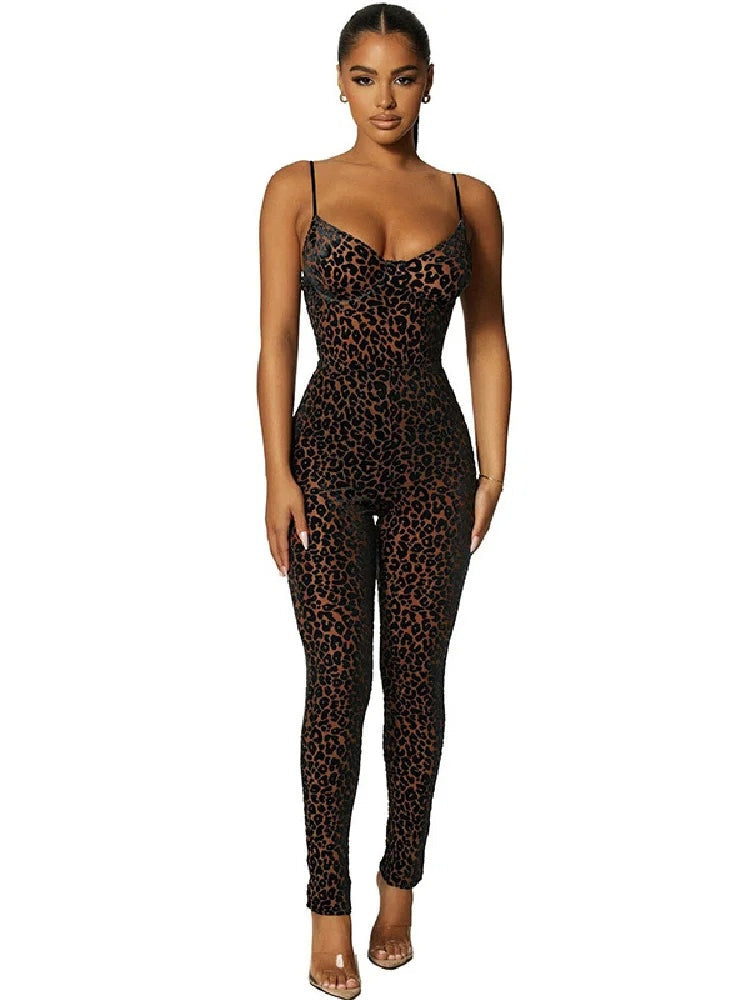 Zinnia Leopard Mesh Jumpsuit One-piece