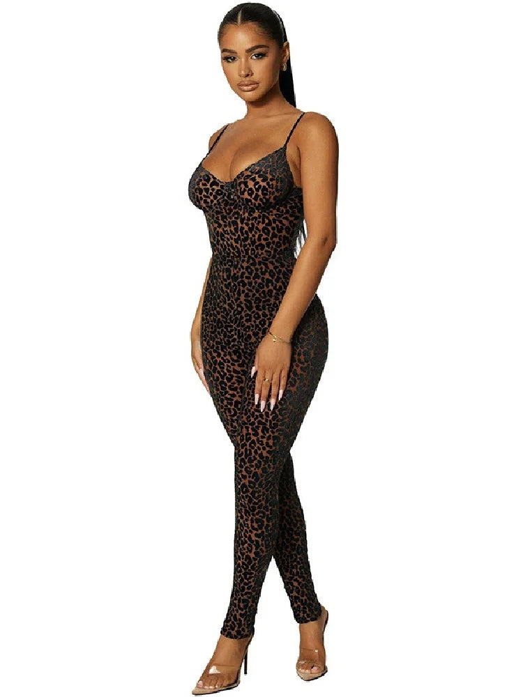 Zinnia Leopard Mesh Jumpsuit One-piece