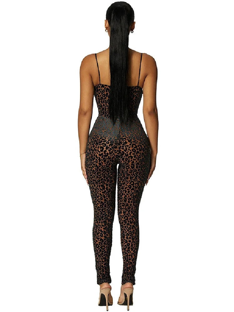 Zinnia Leopard Mesh Jumpsuit One-piece